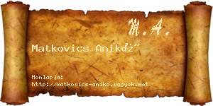 Matkovics Anikó névjegykártya